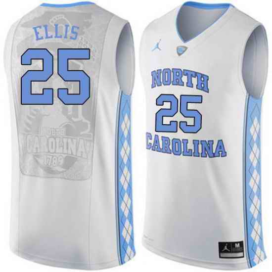 Men 25 Caleb Ellis North Carolina Tar Heels College Basketball Jerseys White